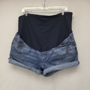 TIME AND TRU WOMEN'S MATERNITY SHORTS BLUE SIZE X-LARGE XL DENIM MOM HOT PANTS